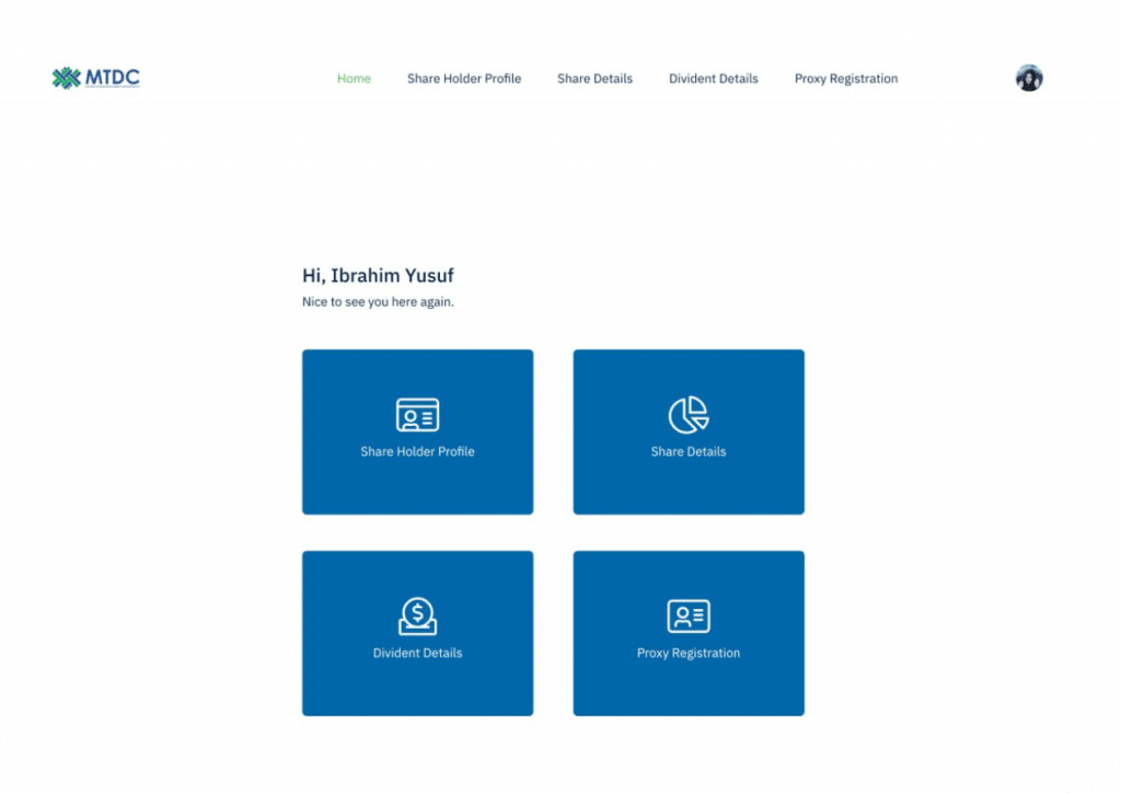 mtdc customized online portal